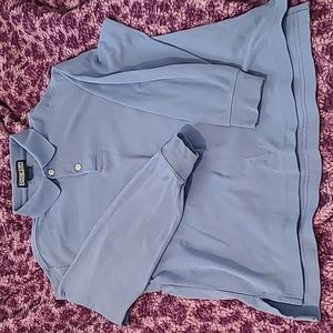 Lands End Long Sleeved Polo Blue Size Medium Shirt